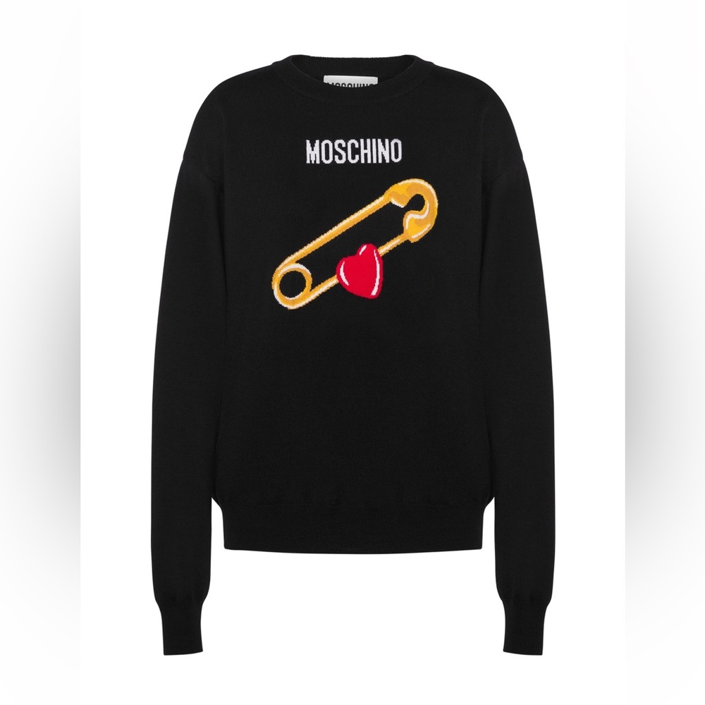 Moschino Black Pullover with Gold and Red Accents